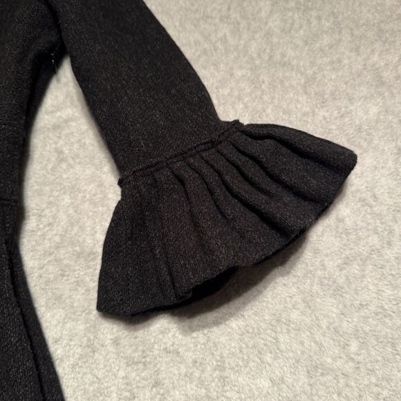 Susana Monaco REVOLVE Wool Dress Women 2 Black Elbow Frill Scoop Neck Office - Picture 7 of 9